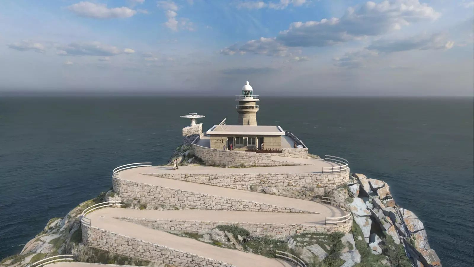 Así lucirá el faro de Cíes tras la doble mejora, del museo y la luz.