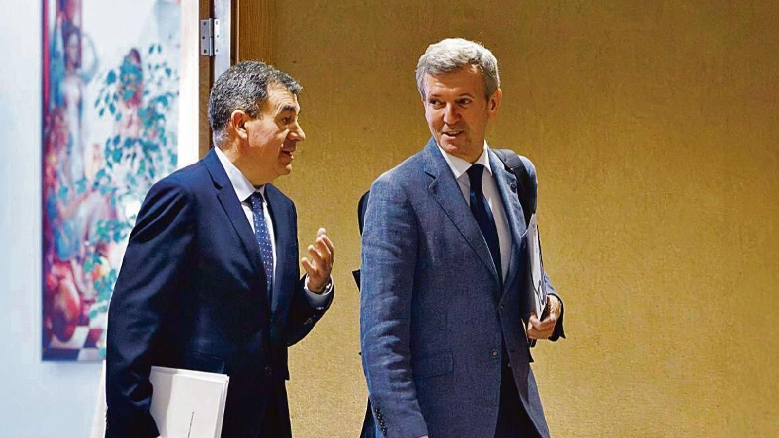 Román Rodríguez y Alfonso Rueda, ayer en San Caetano.