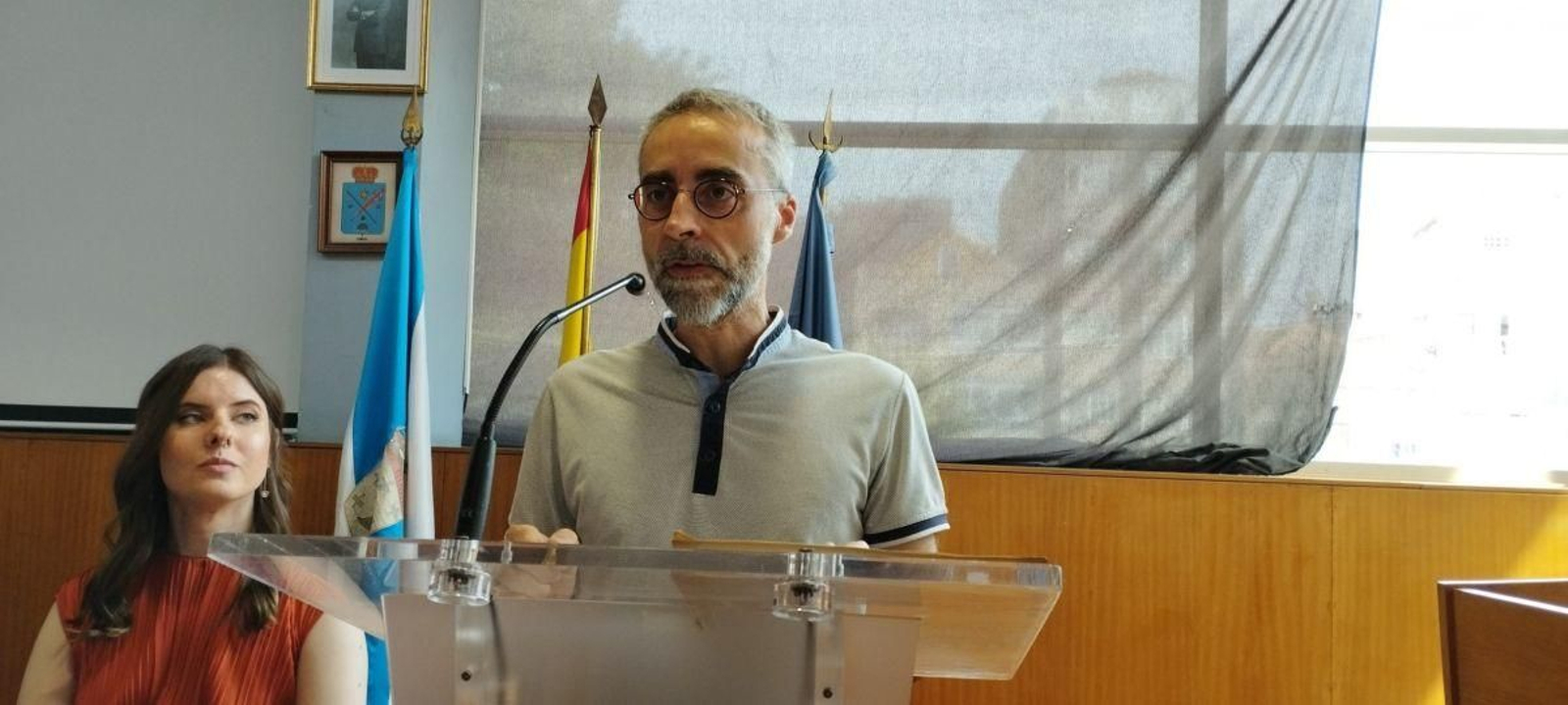 El concelleiro Antón Iglesias durante una intervención en el Concello