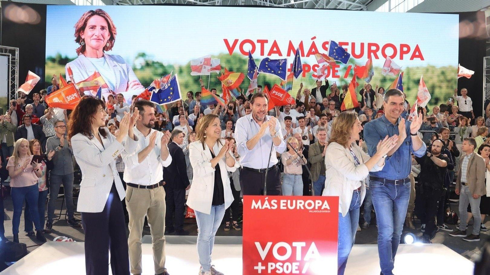 Sánchez presidió un mitin en Valladolid de las elecciones europeas. // E.P.