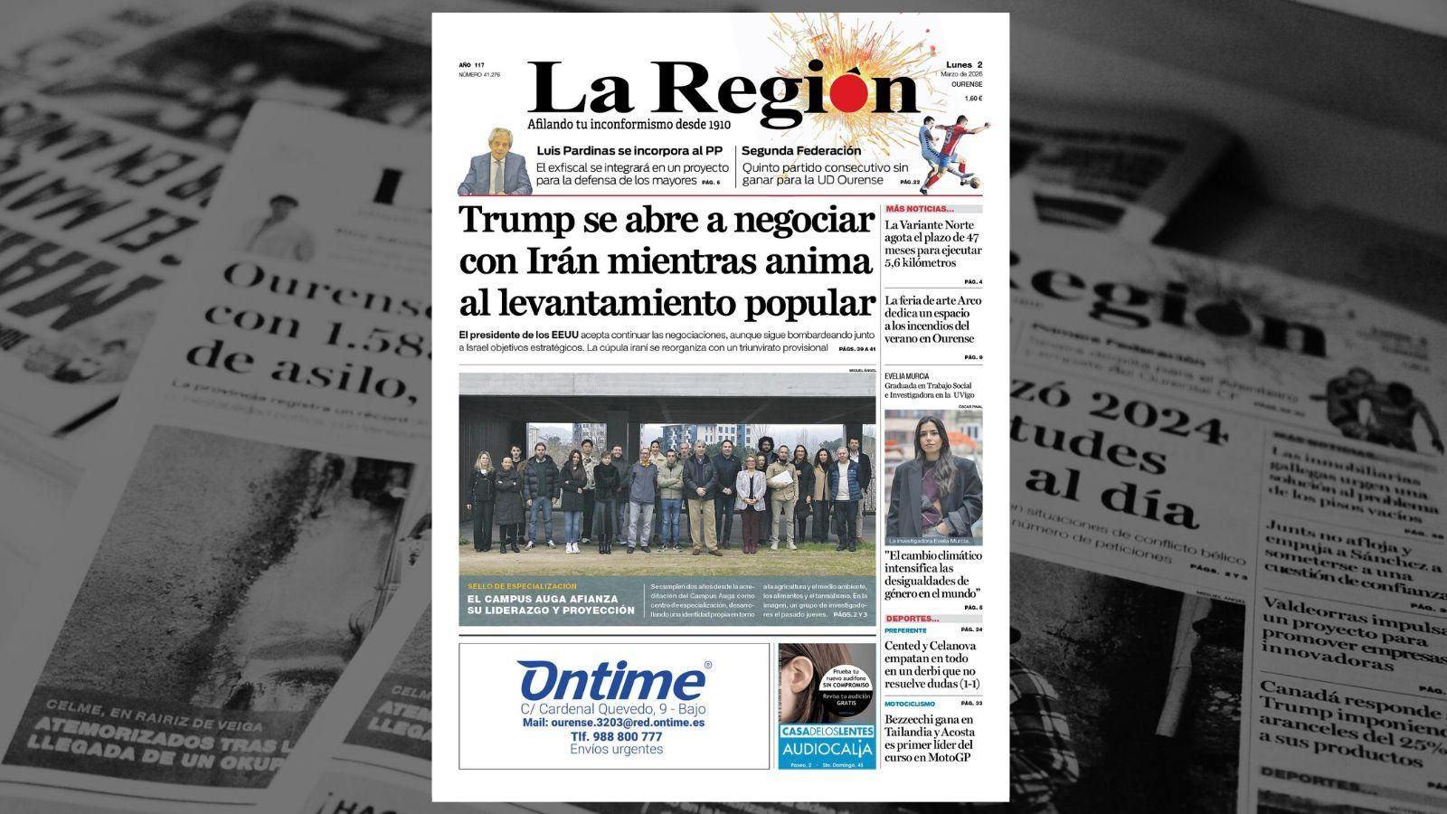 La portada de este lunes, 2 de marzo..