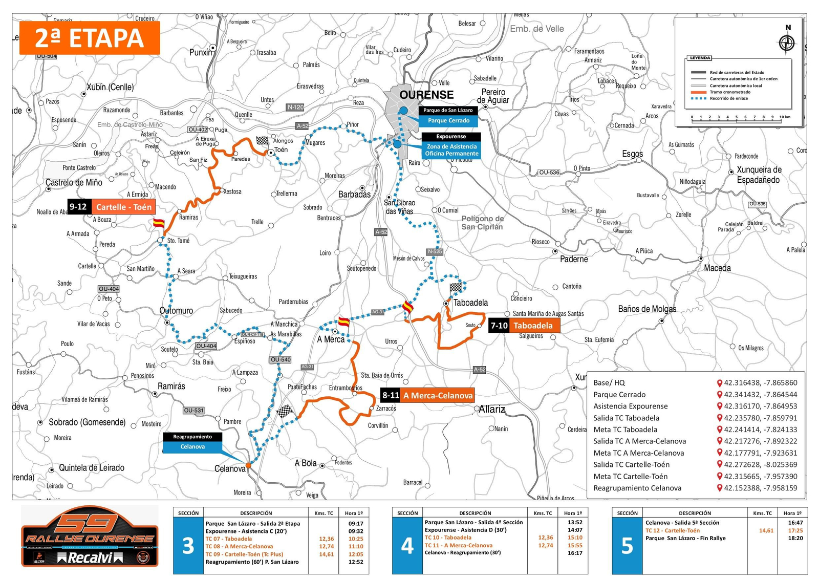 Mapa día 2 Rally de Ourense Recalvi.