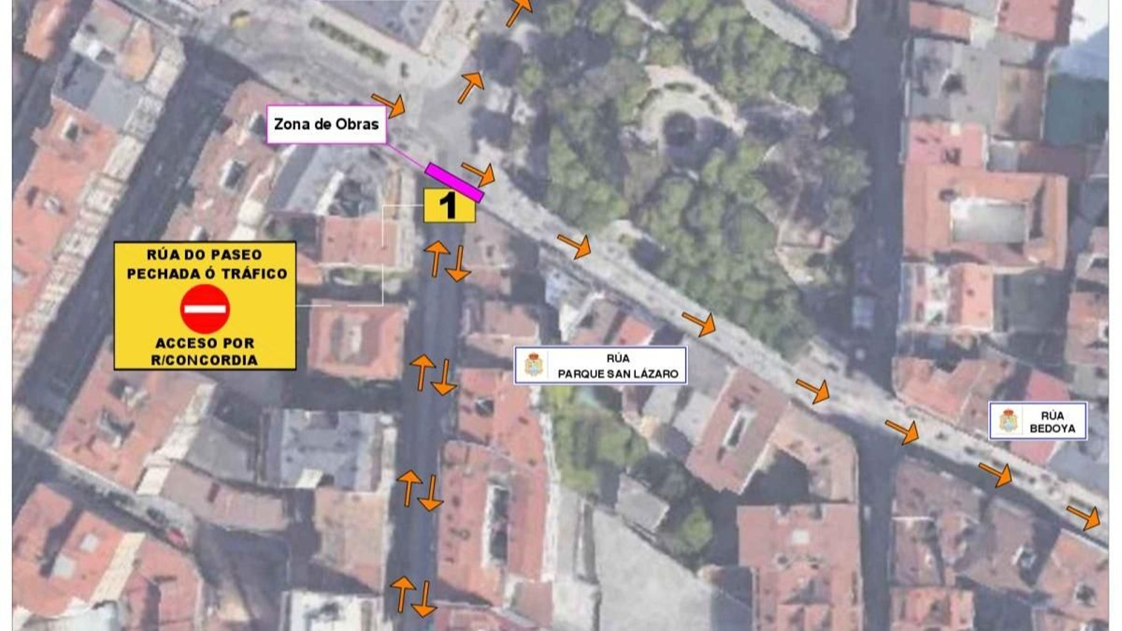 Reordenación del tráfico en la zona de la rúa do Paseo.