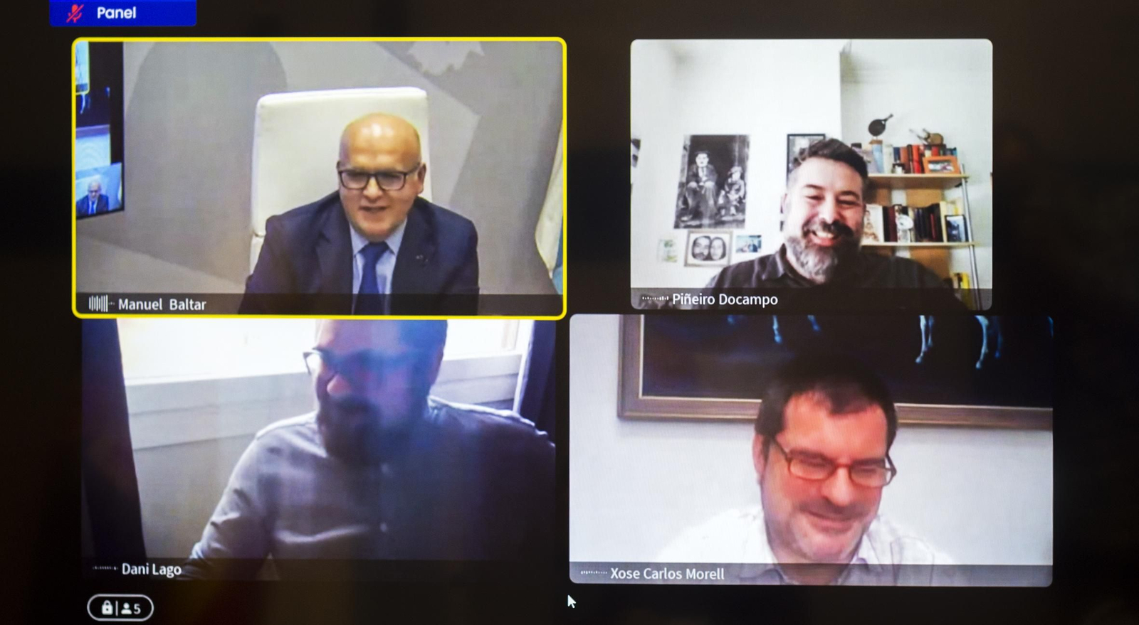 Videoconferencia Manuel Baltar con Juan Carlos Piñeiro, Xosé Carlos Morell e Daniel Lago para a futura creación da “Casa da Lusofonía” en Ourense.