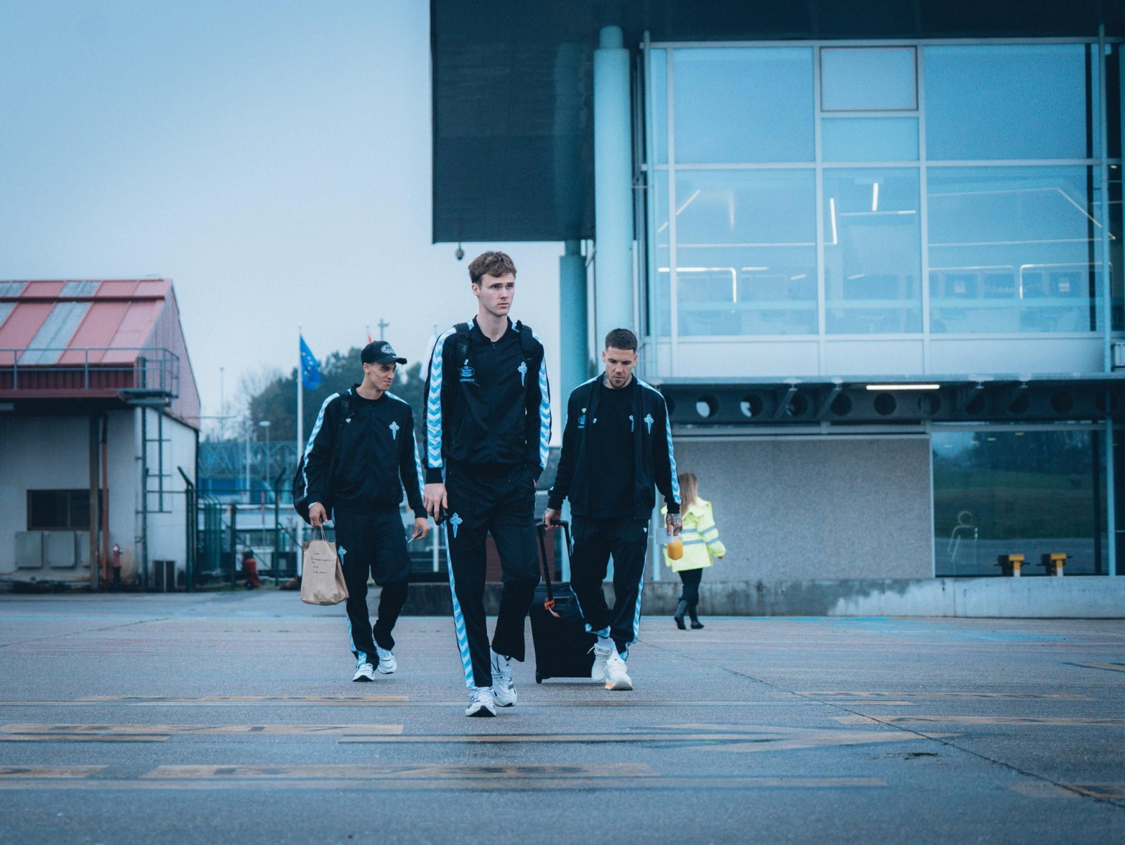 El noruego Jones El-Abdellaoui, el sueco Williot Swedberg y el serbio Mihailo Ristic, ayer en Peinador.