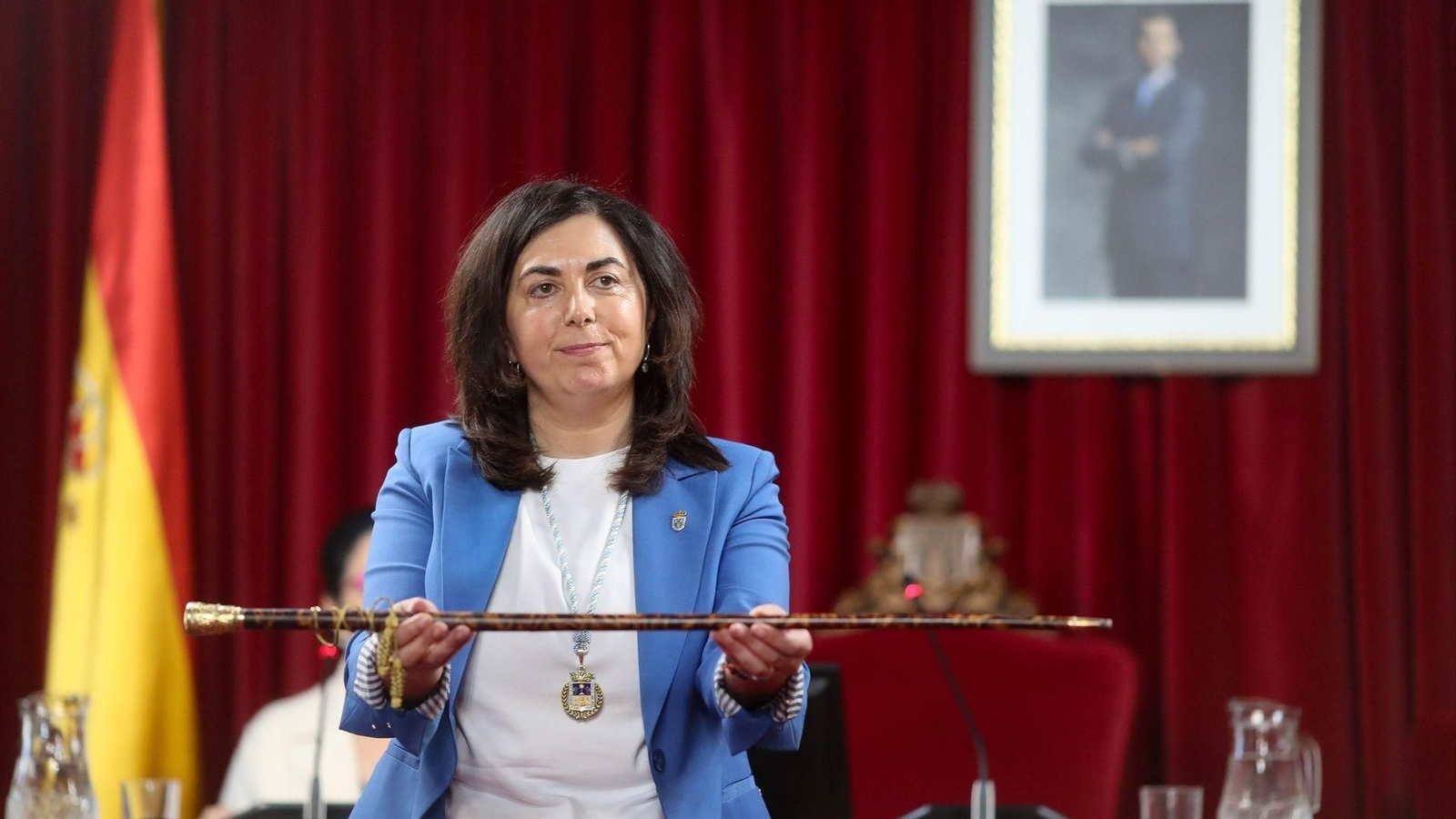 La nueva alcaldesa de Lugo, Elena Candia, durante el debate de la moción de censura en el Ayuntamiento de Lugo.