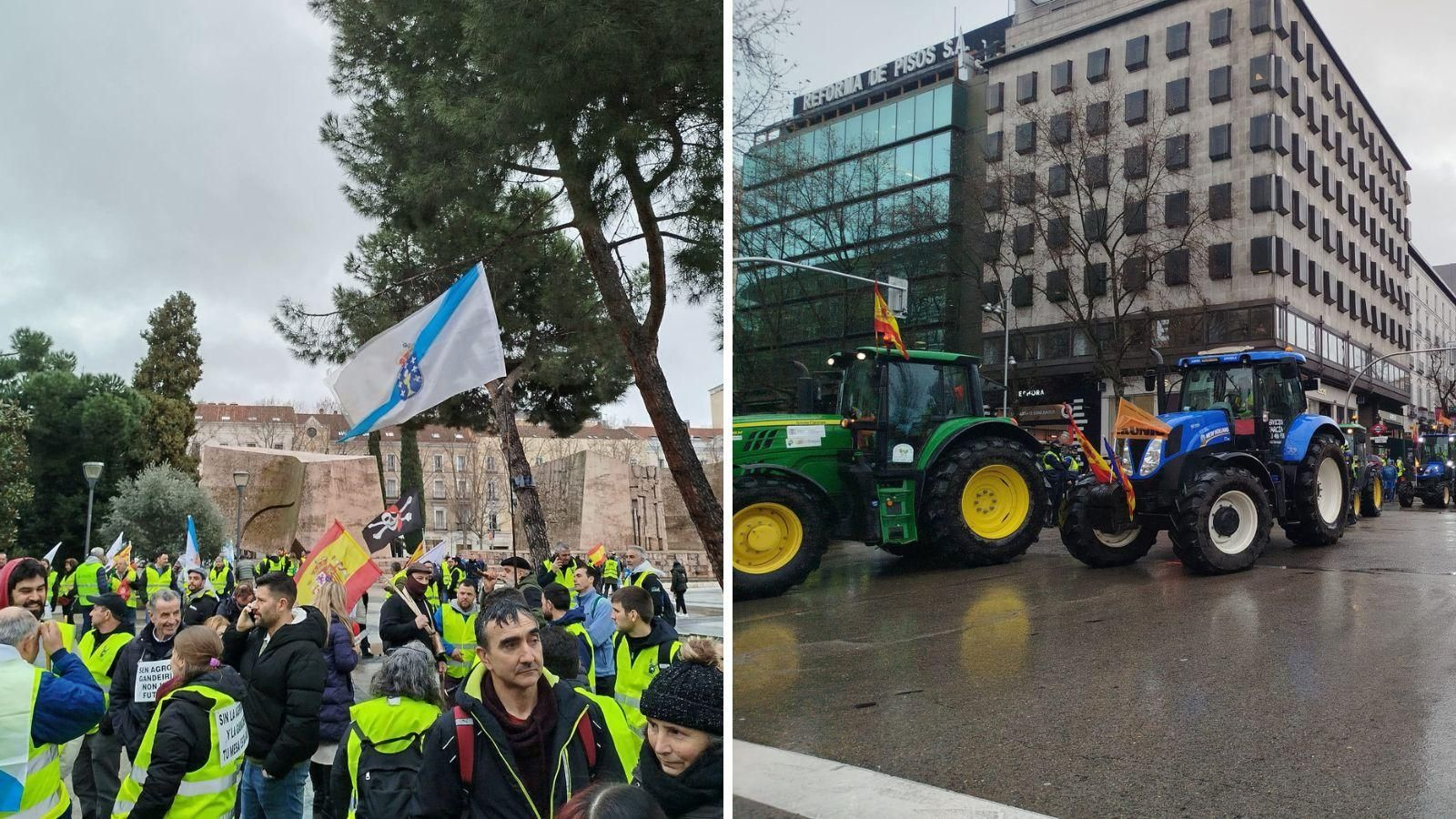Manifestantes llegados desde diferentes partes de España, incluida provincia de Ourense, en Colón