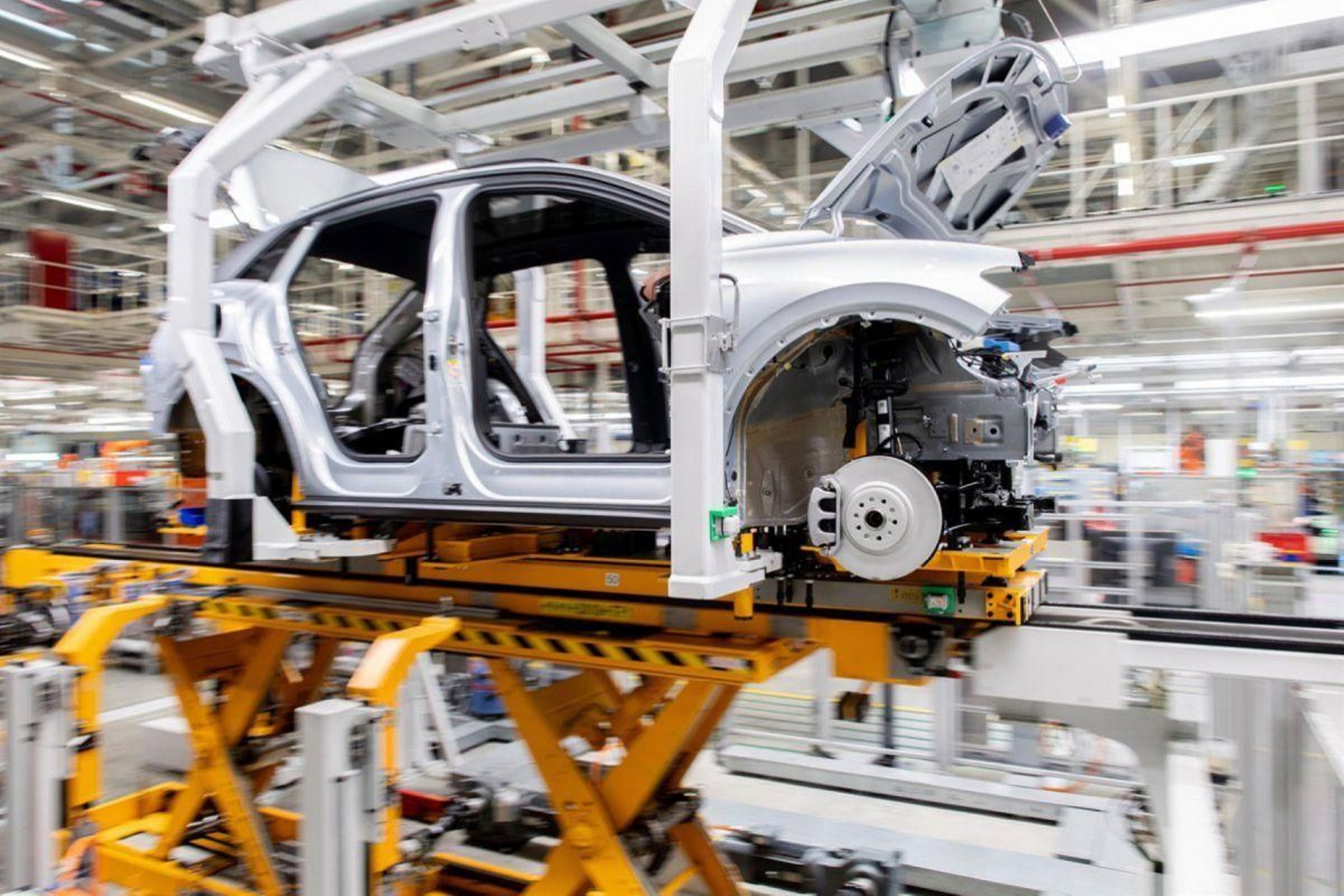 Cadena de montaje de Volkswagen en Alemania.