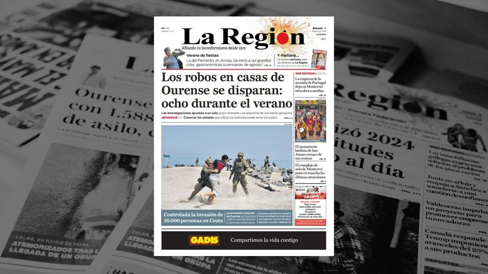 La portada de La Región de este sábado, 1 de agosto.