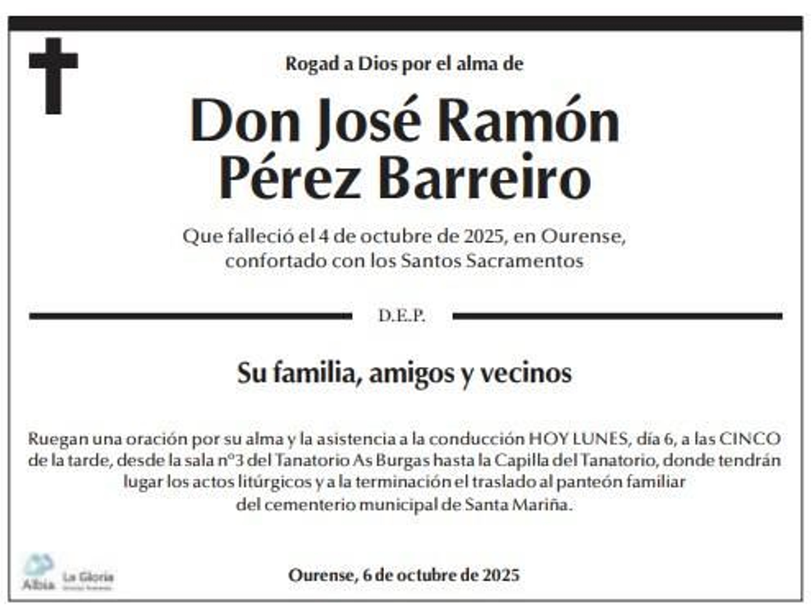 Las esquelas de hoy, lunes 6 de octubre