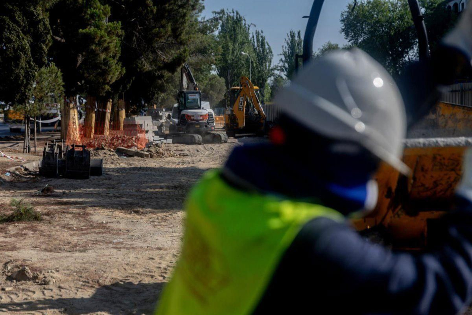 Trabajadores de la construcción en una obra en Madrid.