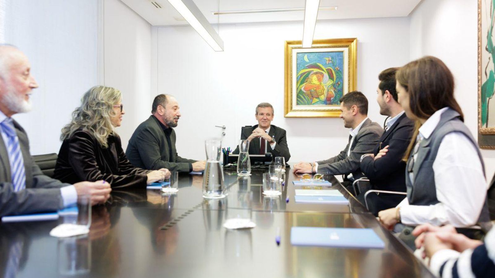 Reunión de los compradores y Rueda en Santiago.
