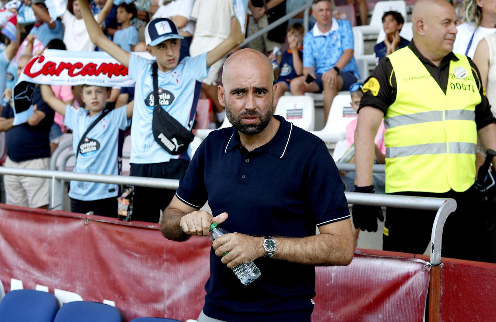 El entrenador del Celta, Claudio Giráldez, el pasado 25 de julio en el campo de A Lomba.
