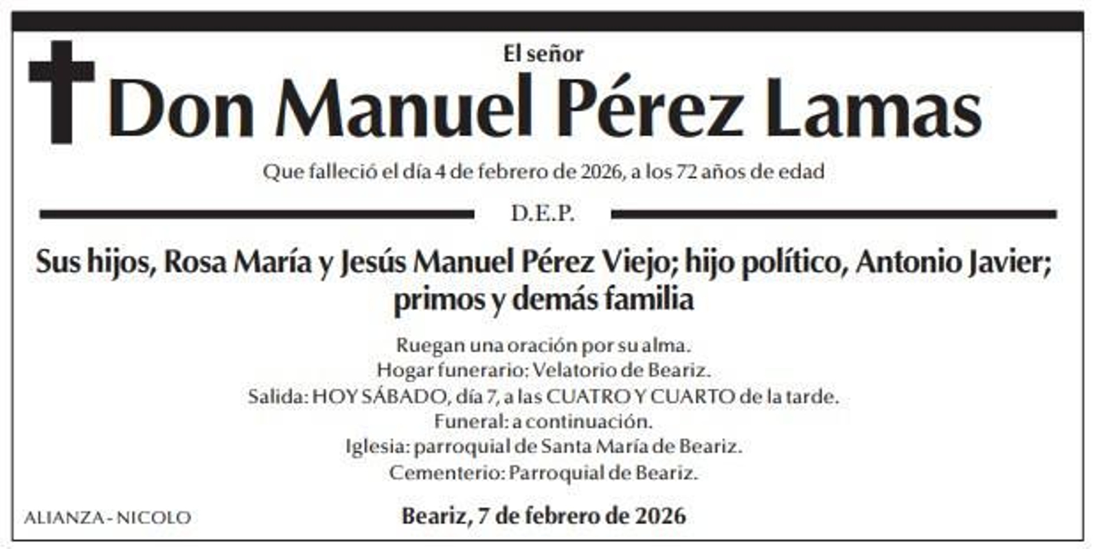 Las esquelas de hoy, sábado 7 de febrero.