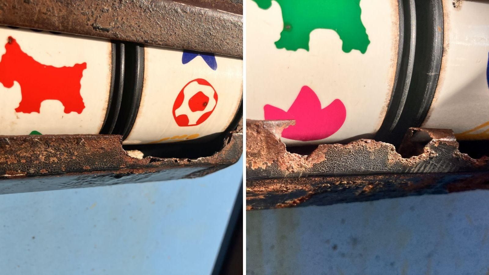 Este es el estado de la zona infantil del Parque de San Lázaro.