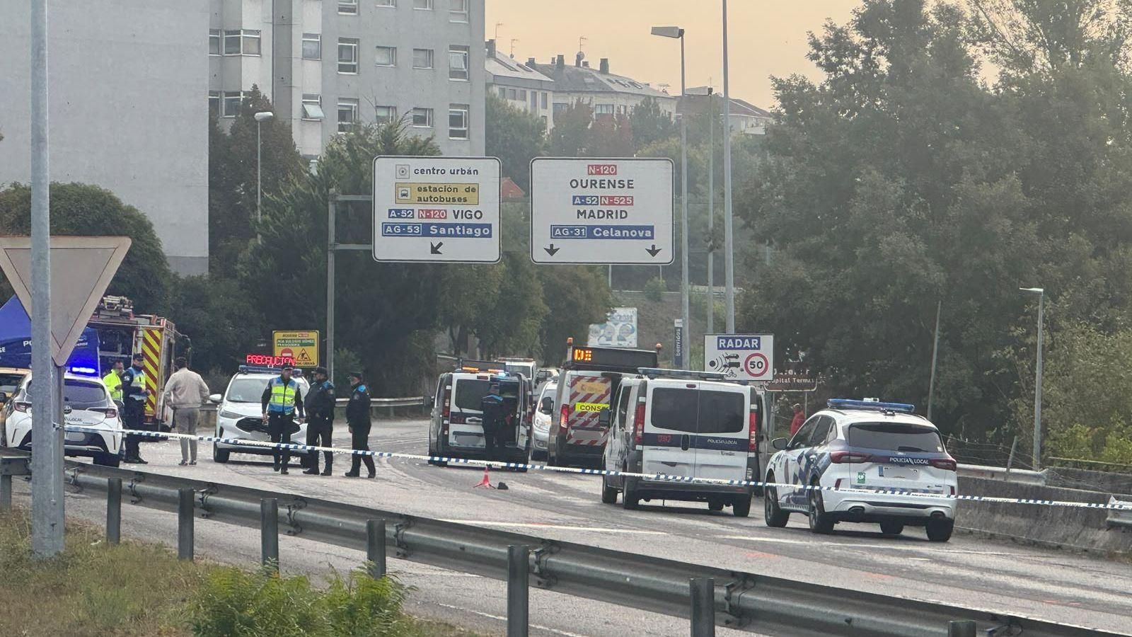 El dispositivo desplegado en Ourense por el accidente mortal.