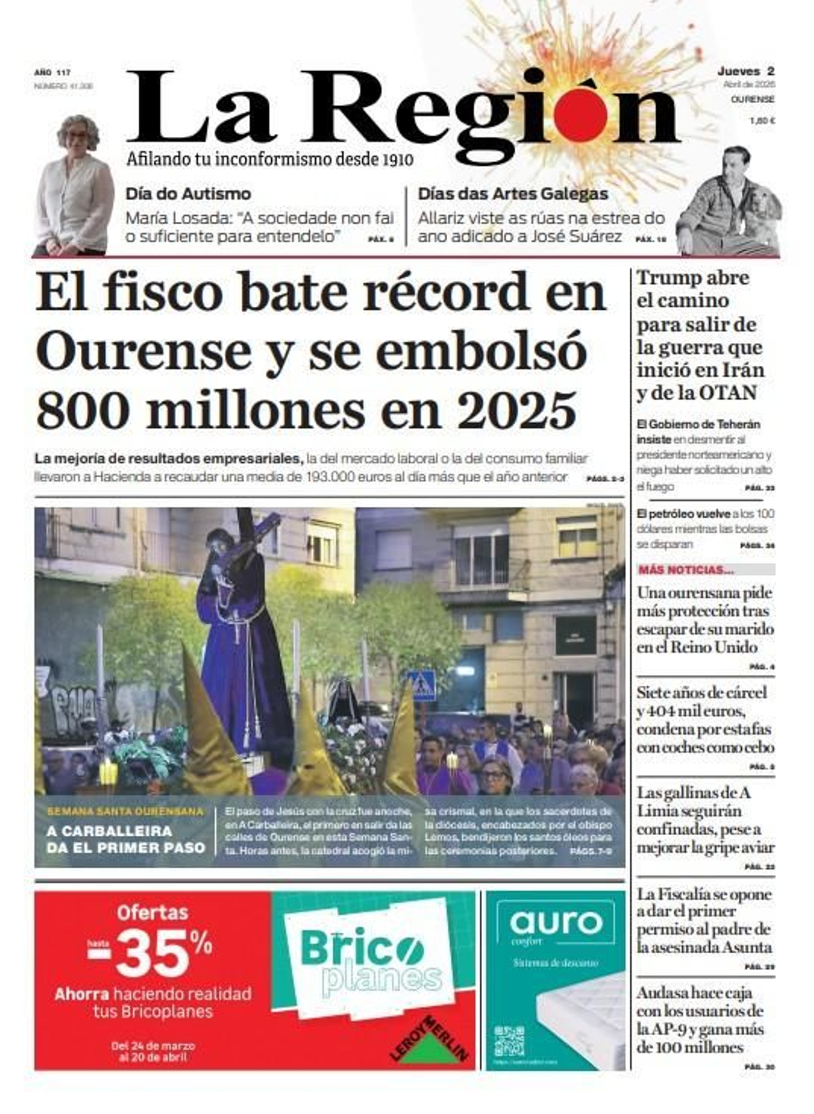 Los titulares de La Región de este jueves, 2 de abril