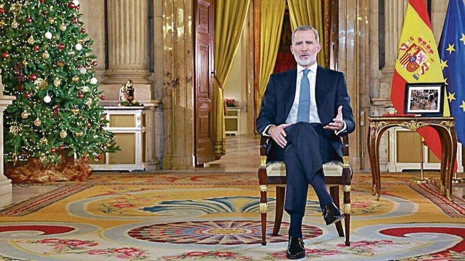 El rey pronunció su tradicional mensaje de Navidad desde el Palacio Real de Madrid.
