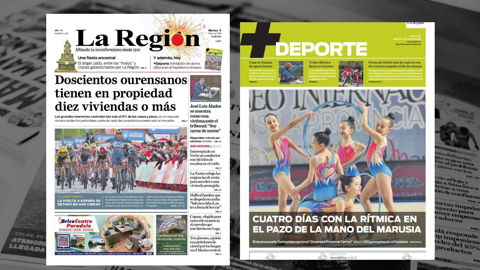La portada de La Región de este martes.