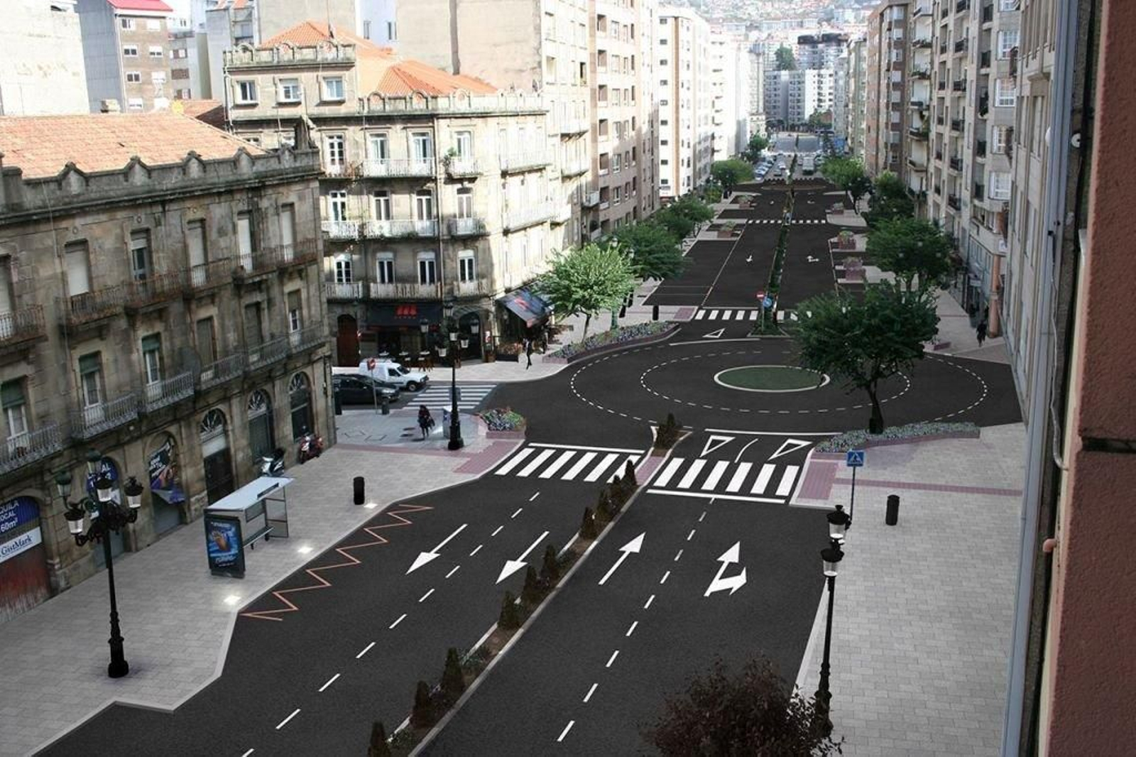 Infografía del proyecto de humanización para este vial, que incluye dos nuevas glorietas.