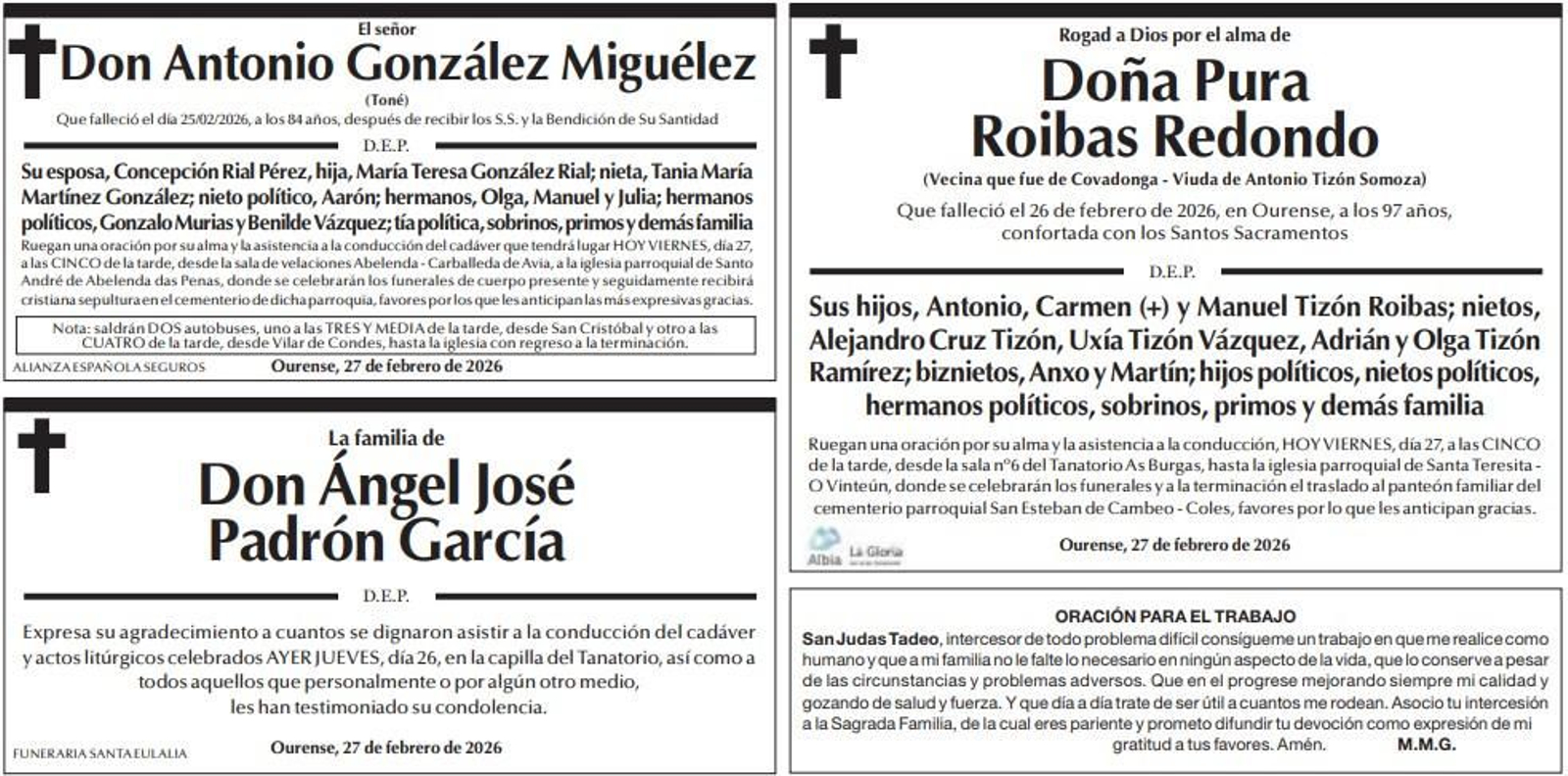 Las despedidas de este viernes de La Región