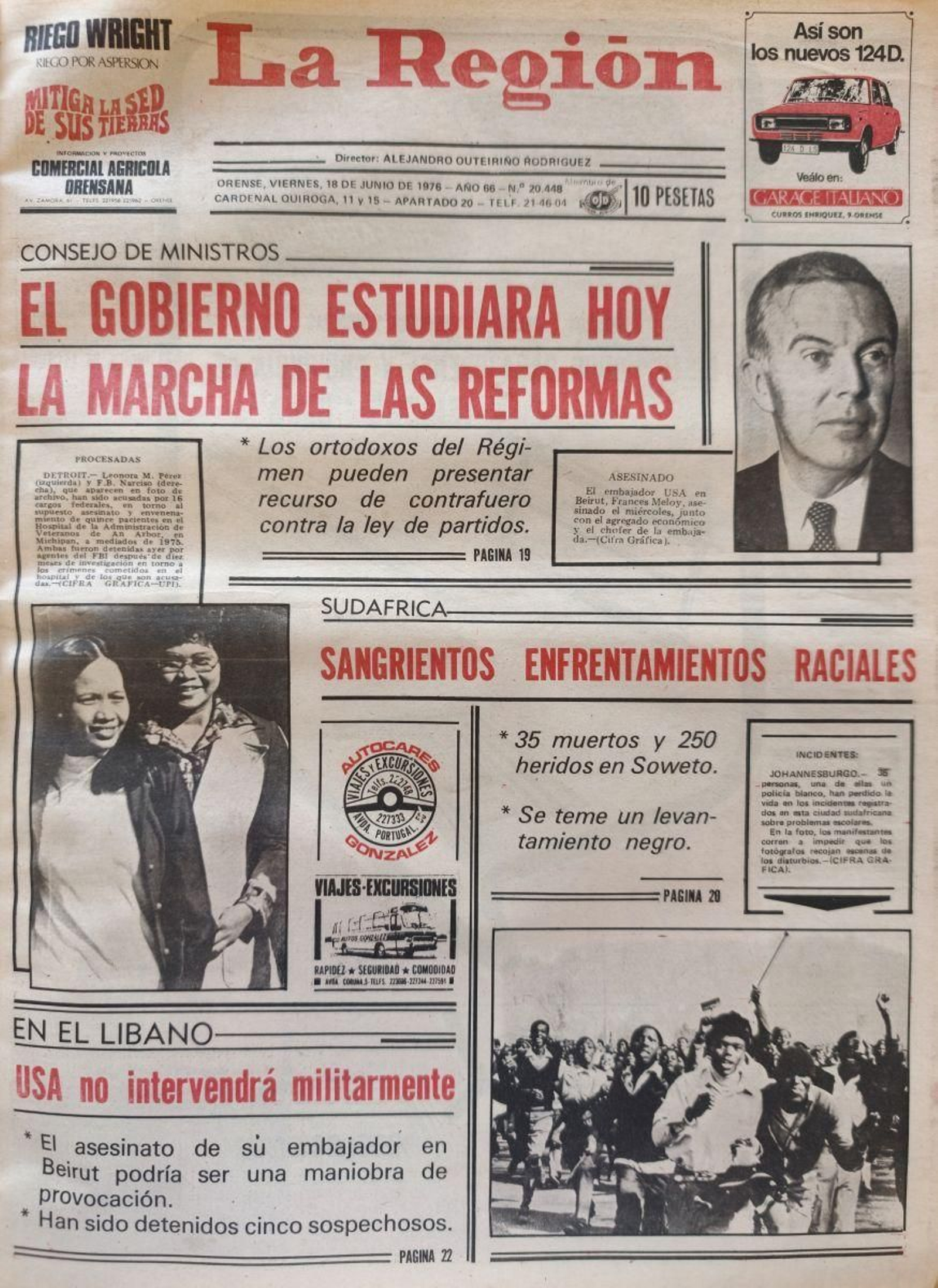 Primera página del 18 de junio de 1976.