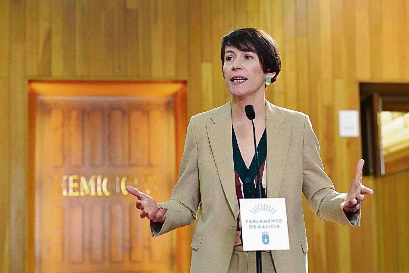 Ana Pontón, onte falando diante dos medios.