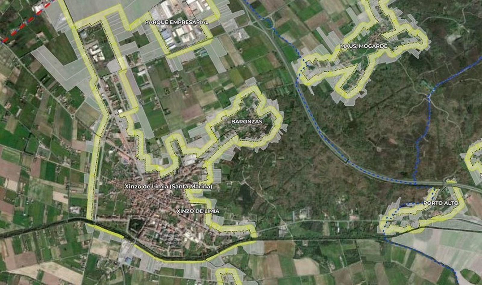 La franja amarilla señala las zonas anti-incendios.