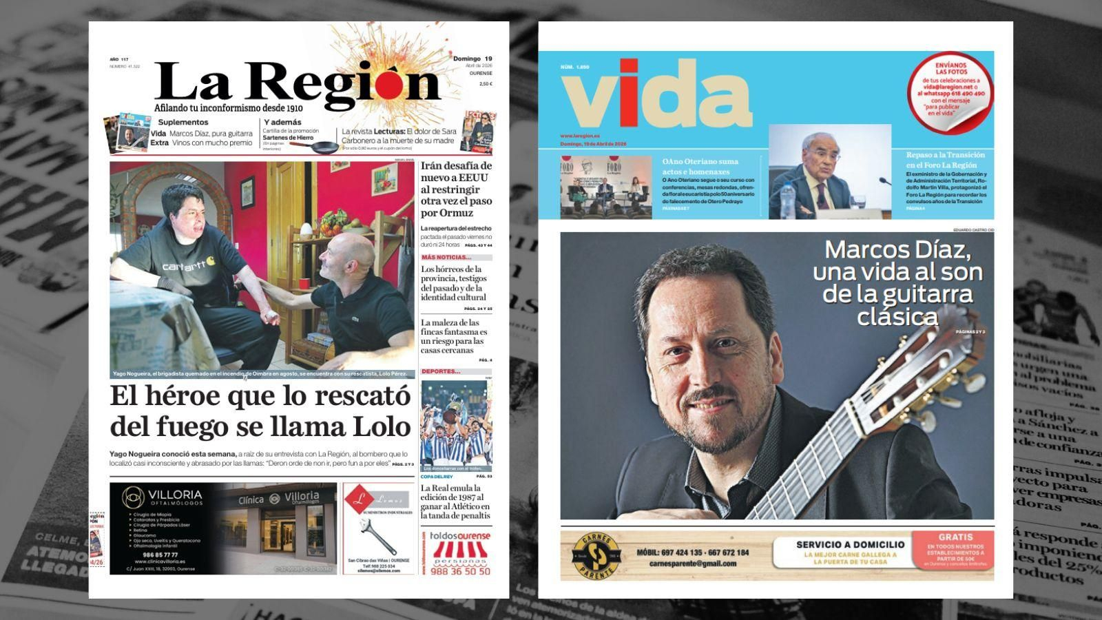 Las portadas de La Región y Vida este domingo, 19 de abril.