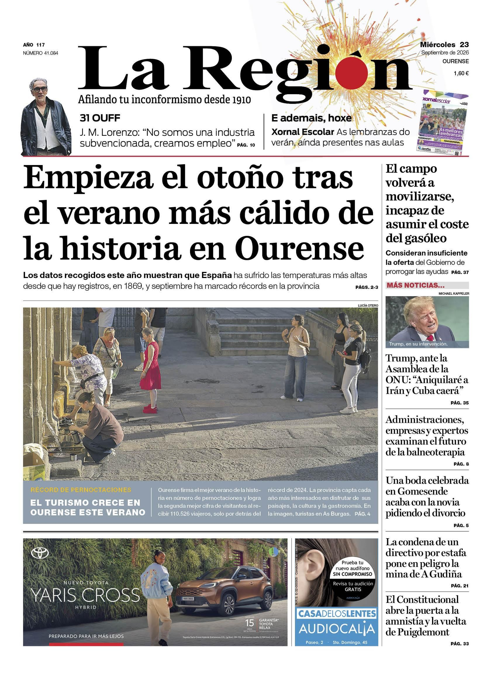Los titulares de La Región de este miércoles, 23 de septiembre