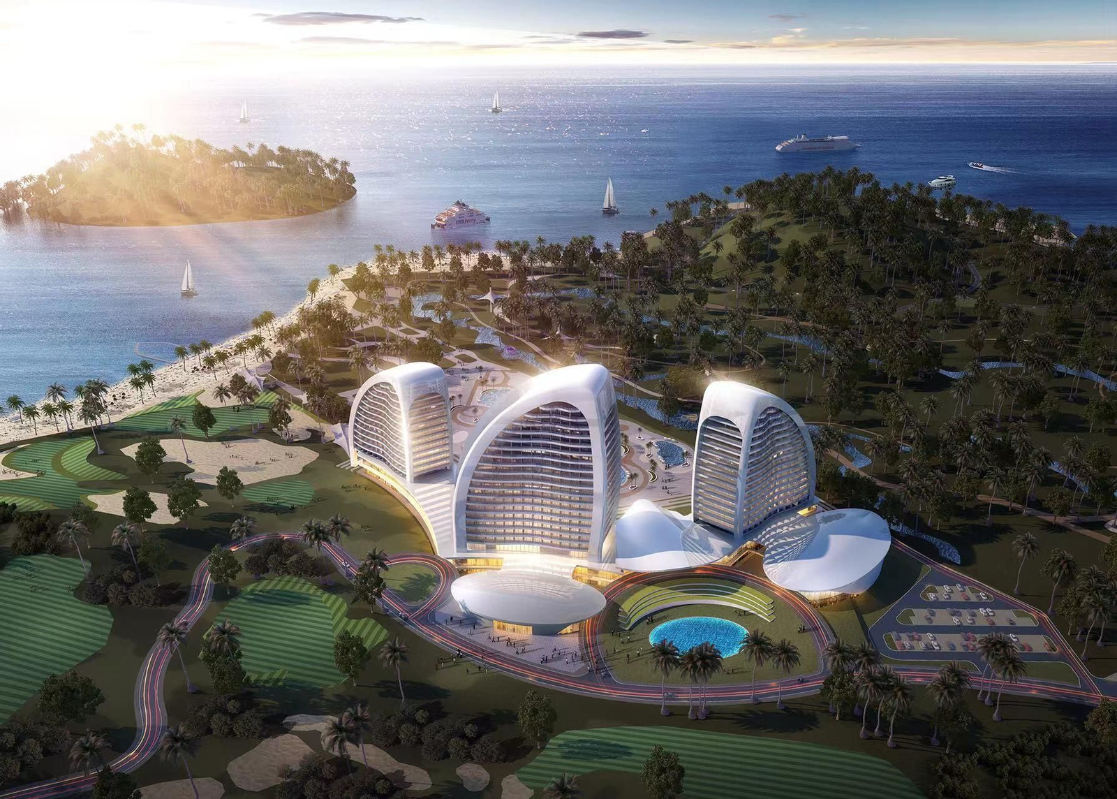Render del nuevo proyecto hotelero e inmobiliario en el Caribe, en Levera (Granada)