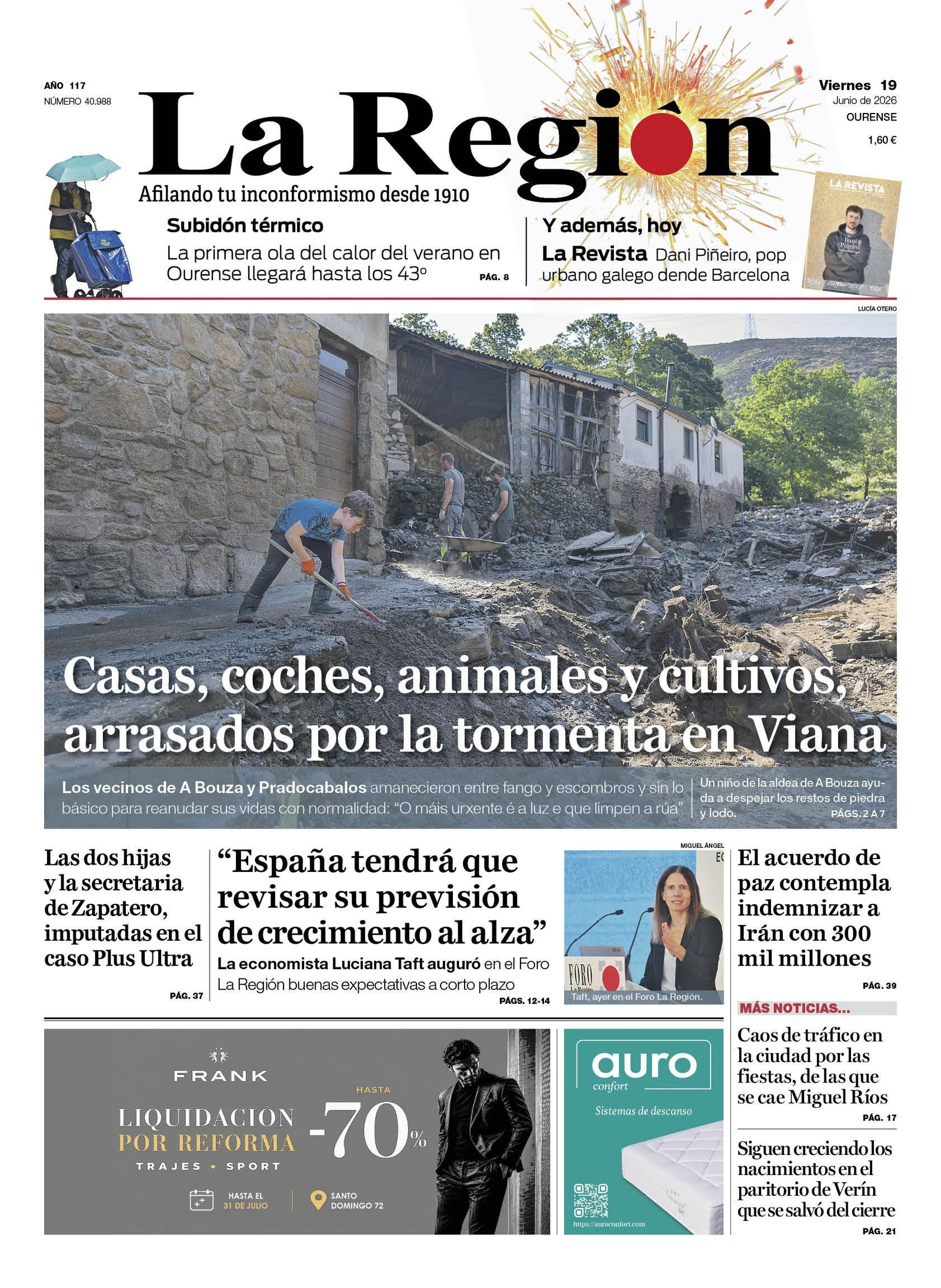 La portada de La Región de este viernes.