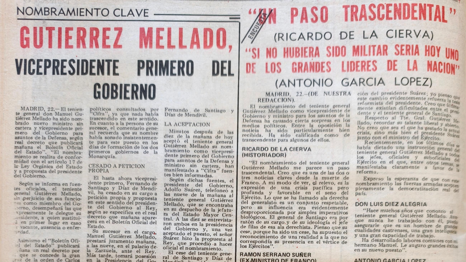 El general Gutiérrez Mellado, vicepresidente del Gobierno