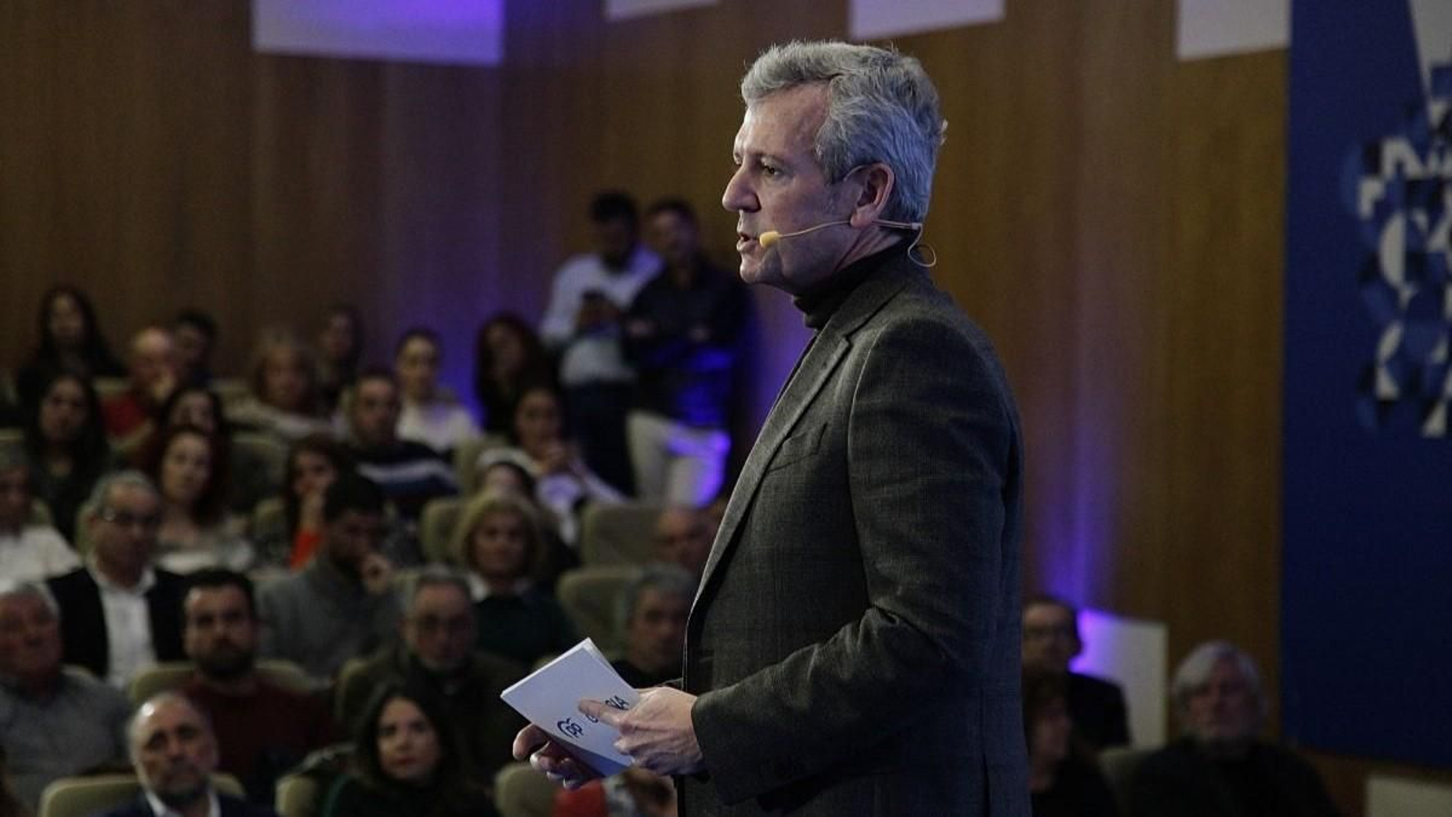 El presidente de la Xunta de Galicia, Alfonso Rueda, ayer en un acto en San Cibrao das Viñas.