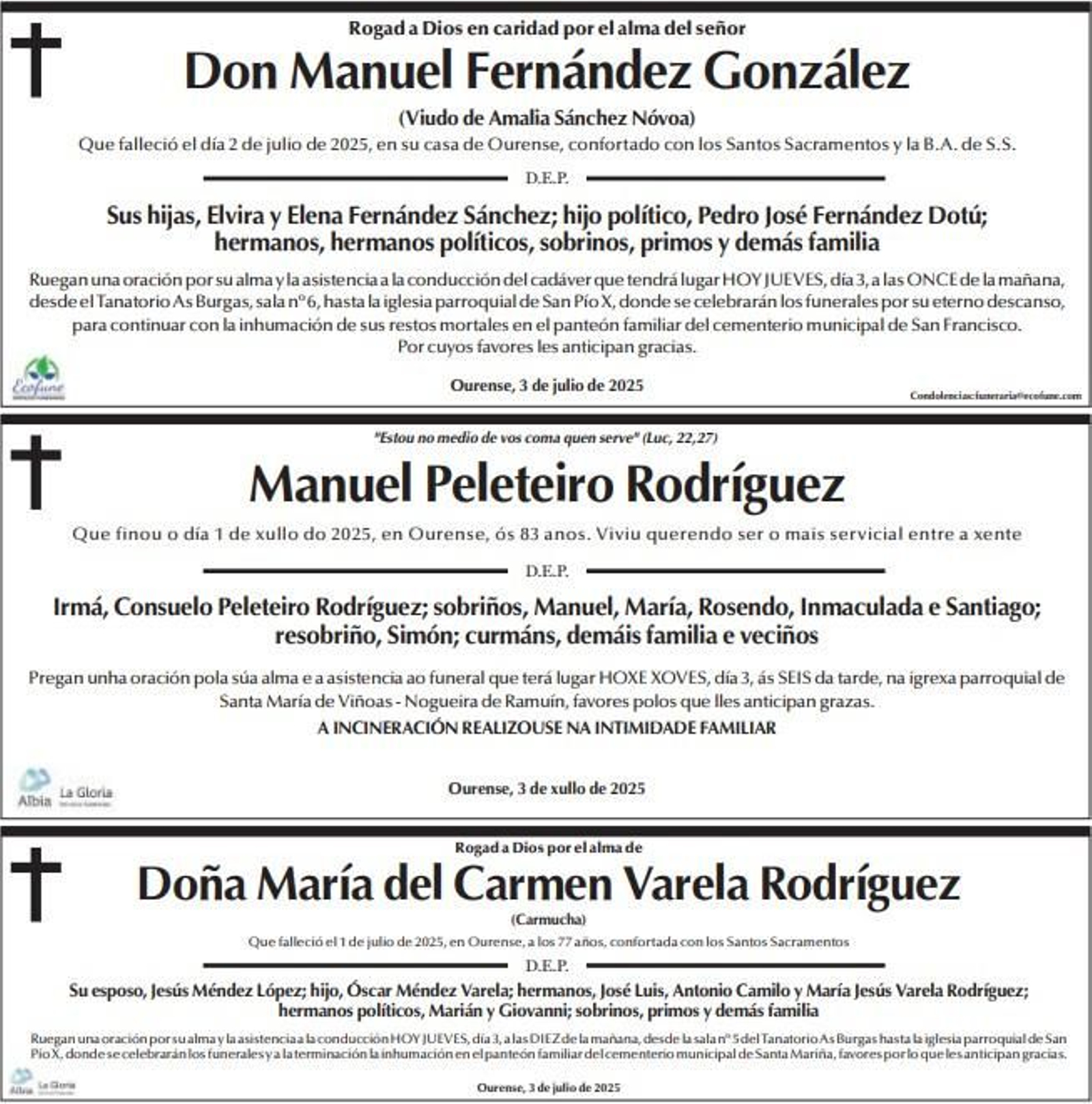 Las despedidas de este jueves