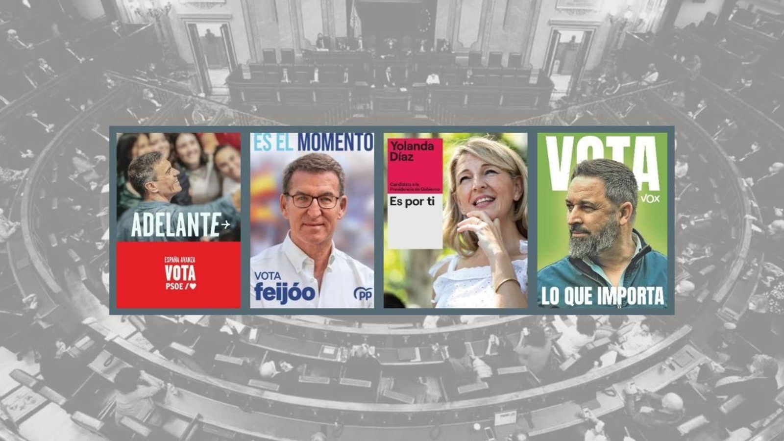 Los cuatros candidatos principales a las elecciones generales del 23J.