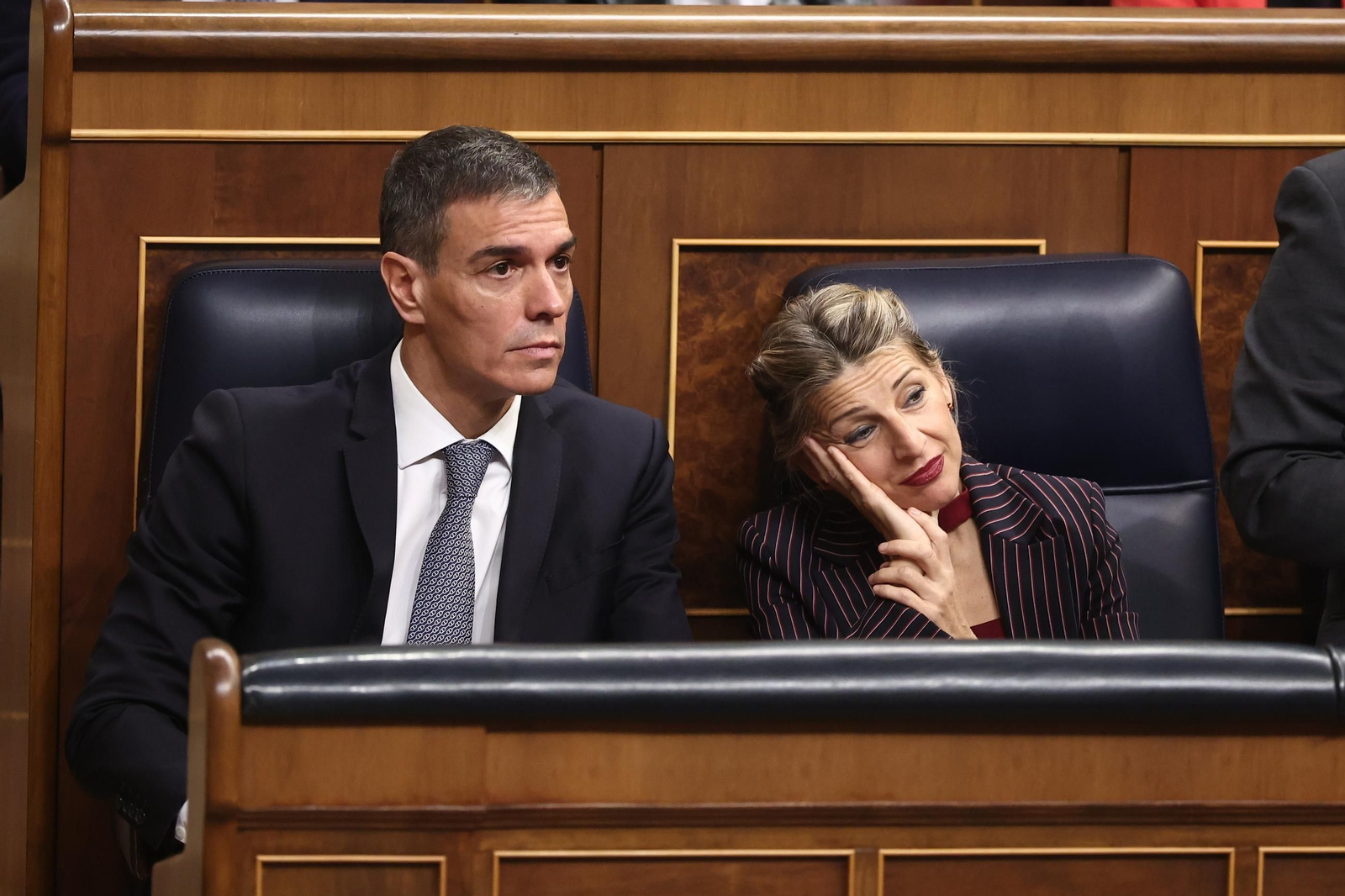 El presidente del Gobierno, Pedro Sánchez, y la vicepresidenta segunda y ministra de Trabajo y Economía Social, Yolanda Díaz