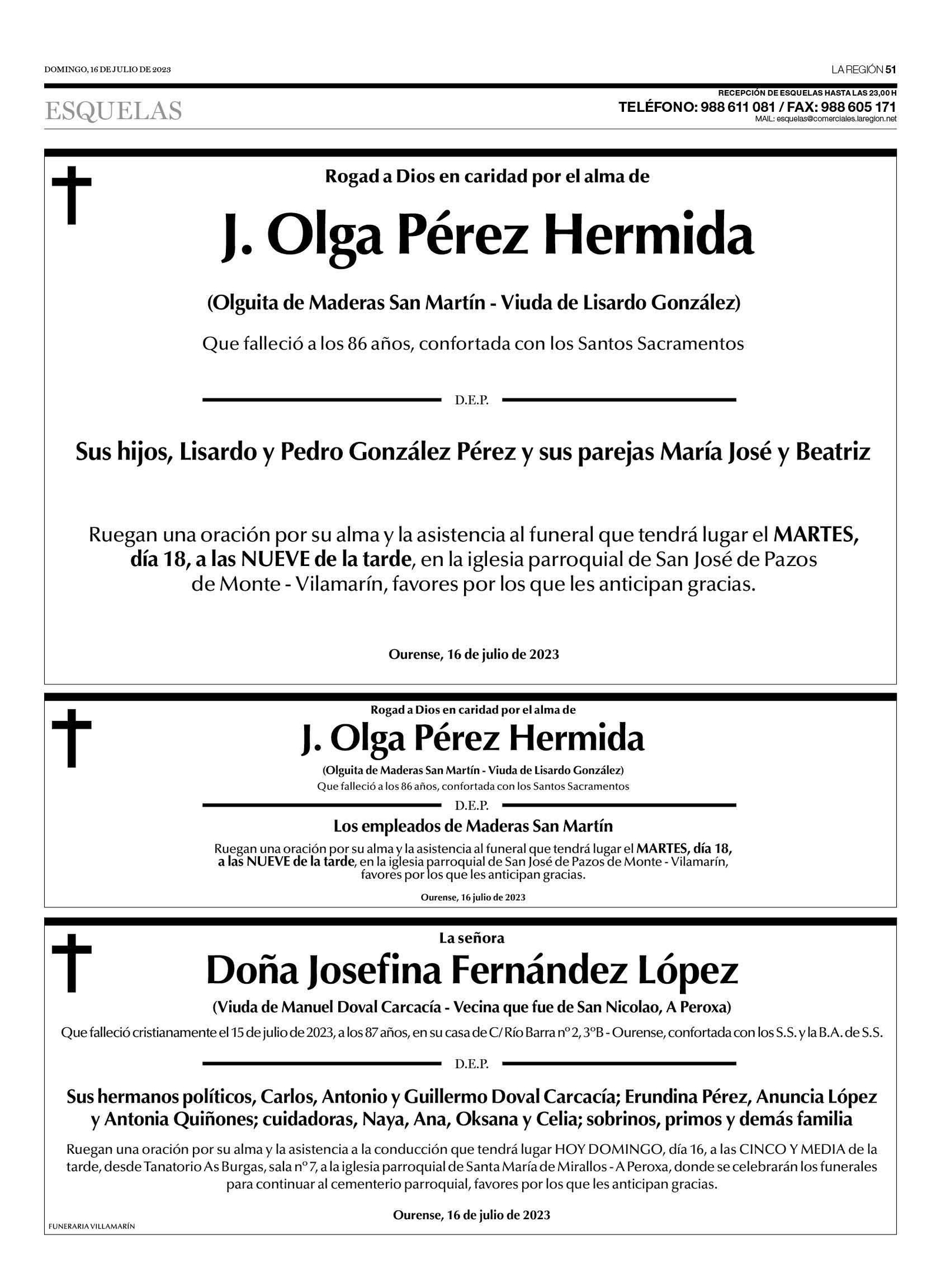 Esquelas de La Región.