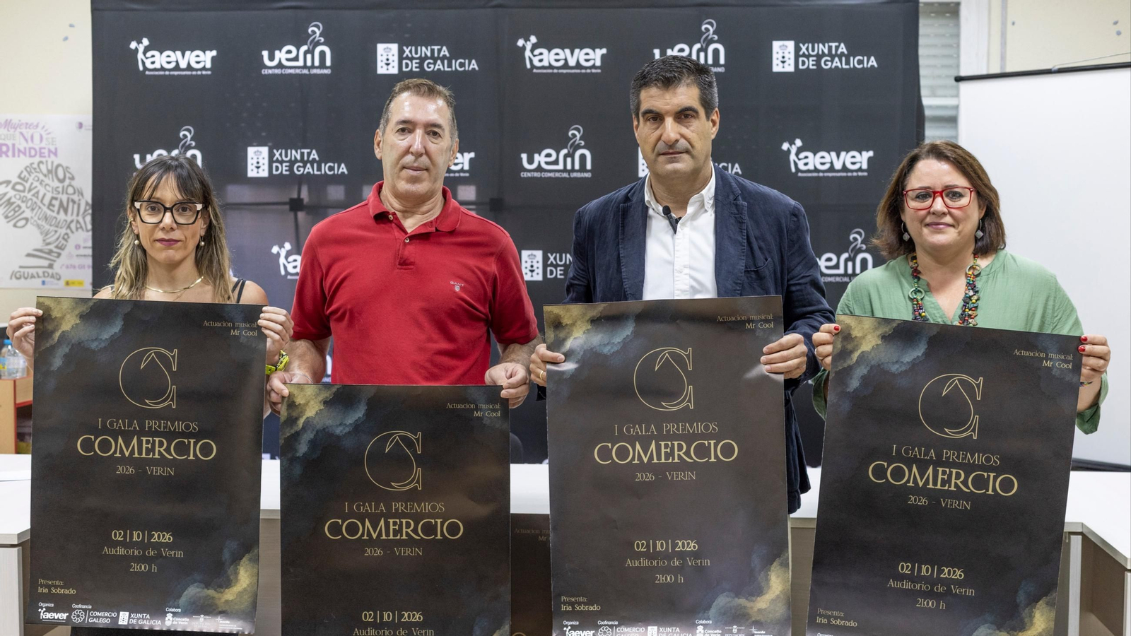 Esther Gómez, Manuel Lorenzo, Gabriel Alén y Marta Vázquez, este lunes en la sede de Aever en Verín.