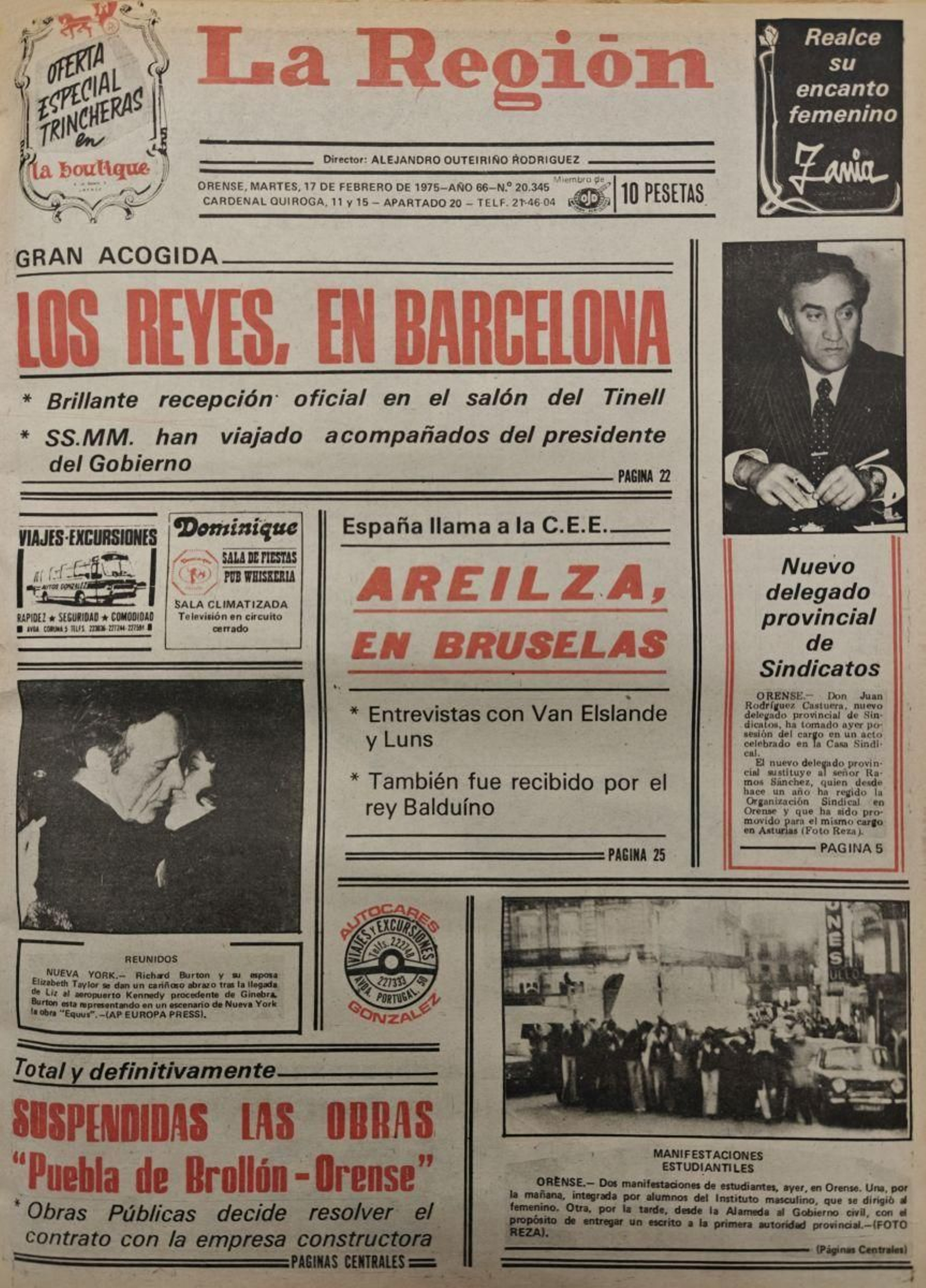 Los titulares de La Región del 17 de febrero de 1976
