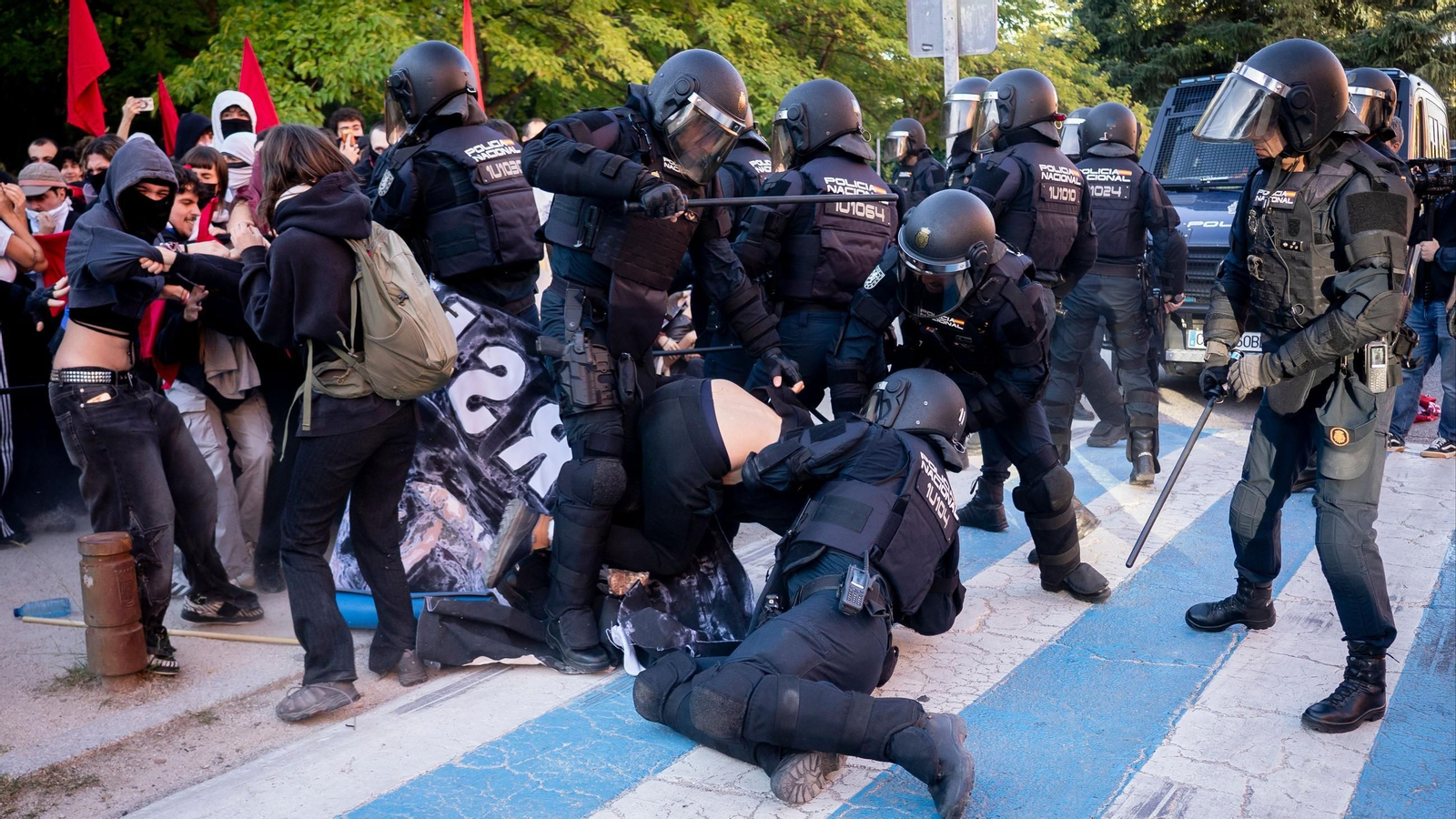 Cargas policiales durante una manifestación en el campus de Ciudad Universitaria, a 14 de octubre de 2026, en Madrid (España)
