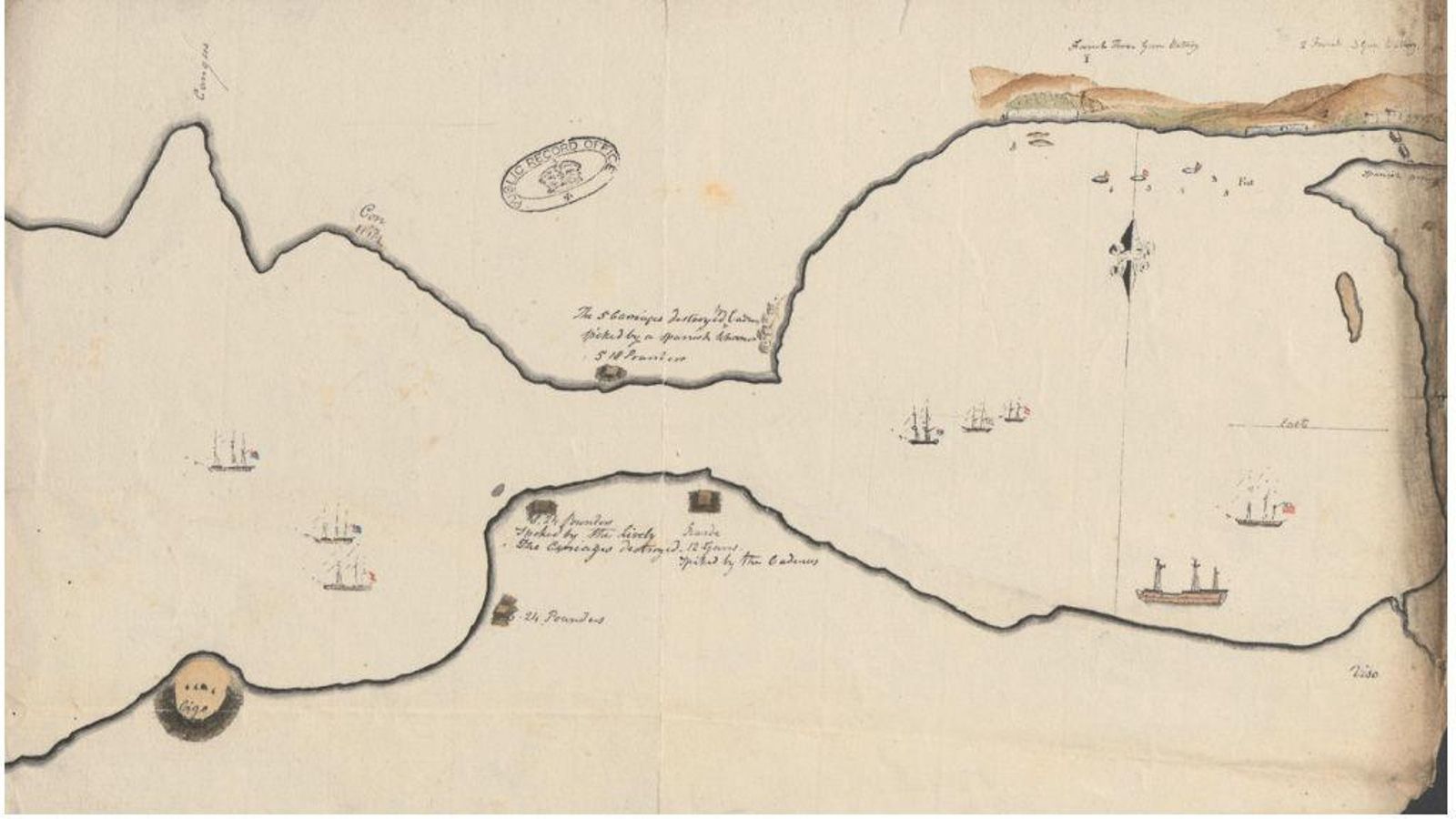 El plano de la ría con la participación británica