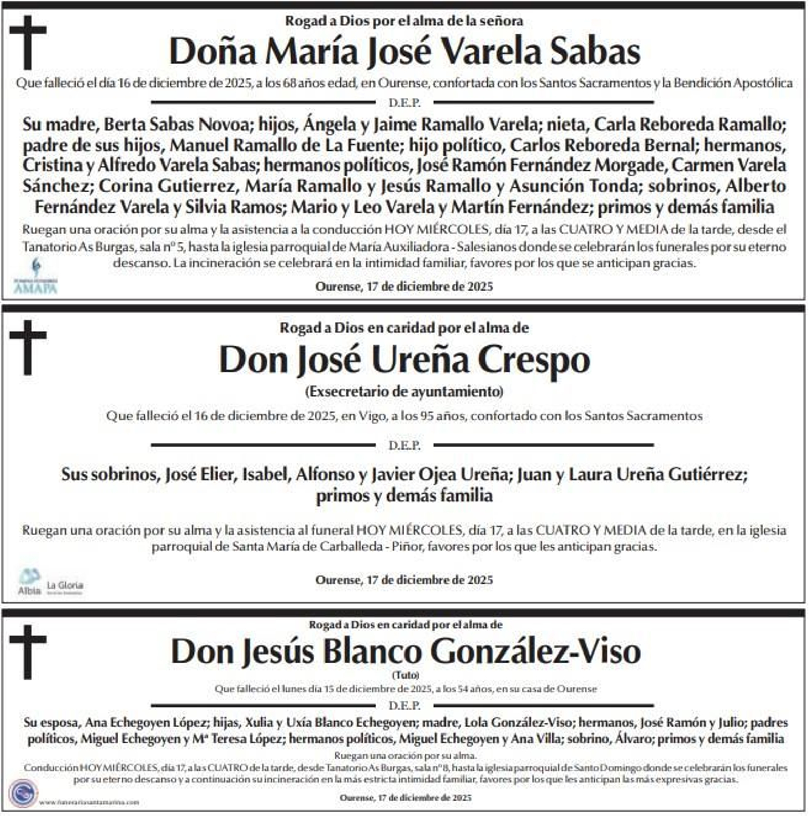 Las despedidas de este miércoles