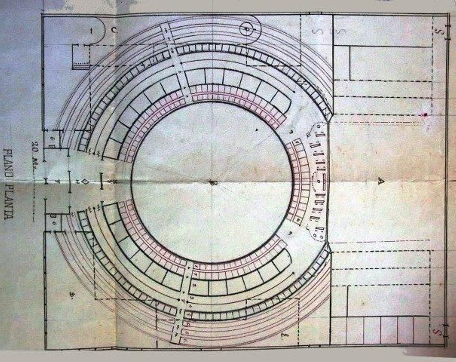 Planta del teatro circo proyectado (Archivo Municipal de