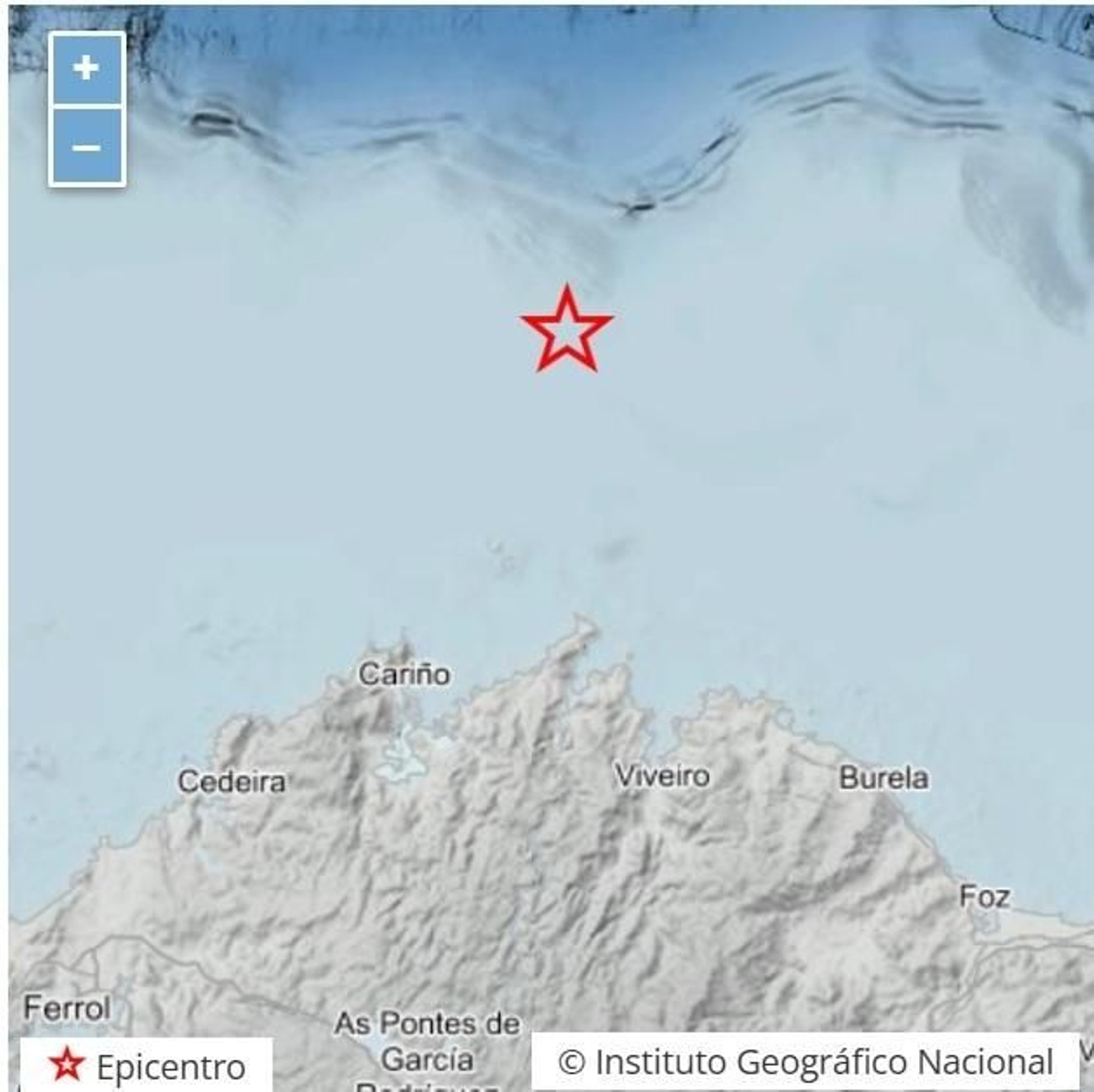 Temblor en el Cantábrico, frente a Estaca de Bares.