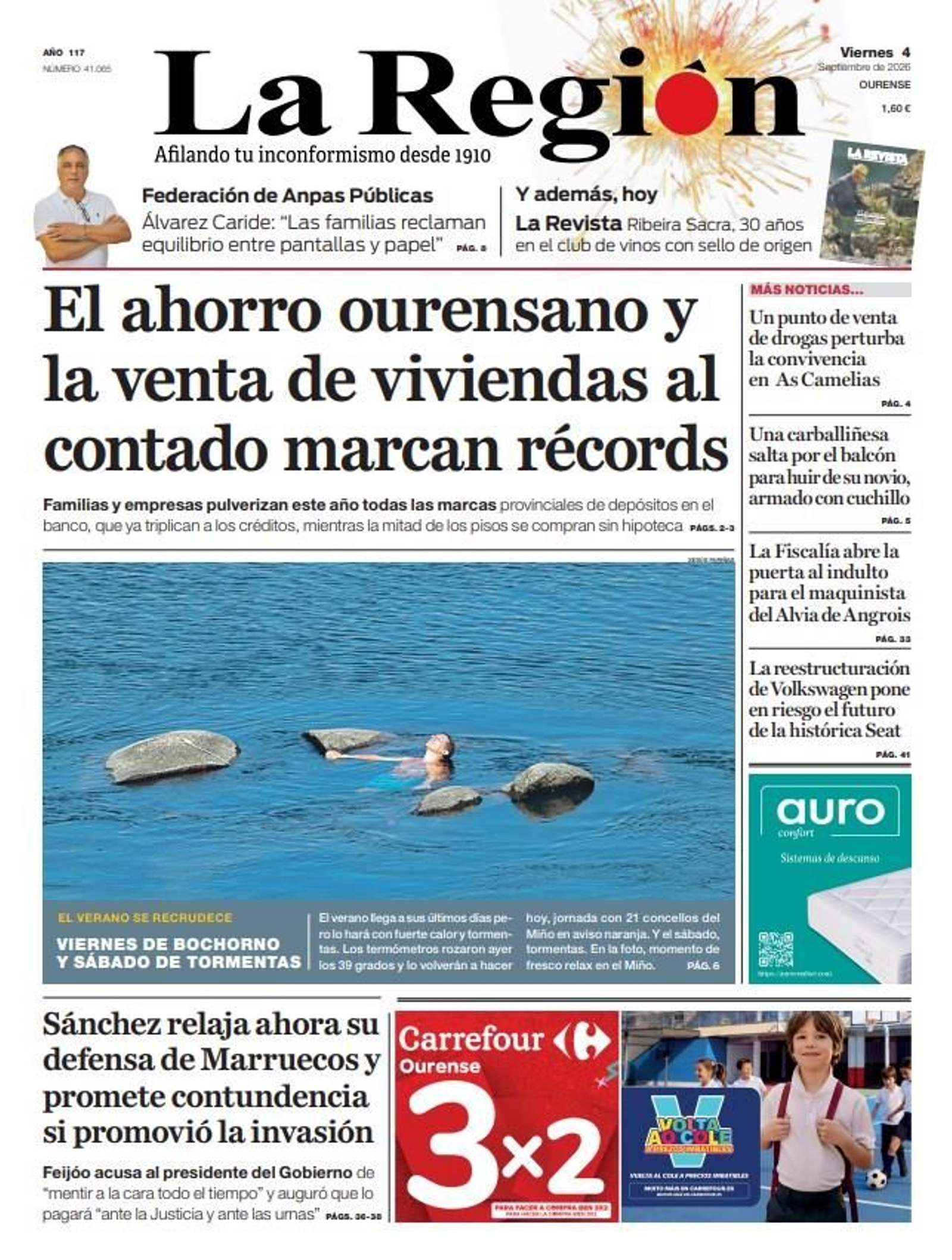 La portada de La Región de este viernes, 4 de septiembre.
